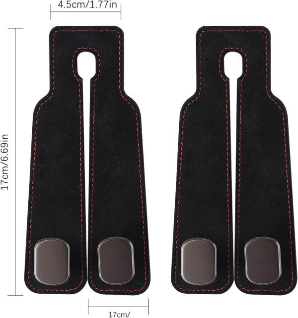 Euleryoo 2PCS Gancio per poggiatesta auto, ganci per borsa per seggiolino auto, ganci per borsa per poggiatesta doppi e supporto per telefono cellulare (nero) - Image 2