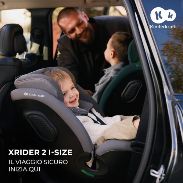 Kinderkraft XRIDER2 Seggiolino auto 0-21 kg, I-SIZE 40-150 cm, Seggiolino 360 girevole, con Isofix Base, Reclinabile Posizione sdraiata, FWF, RWF, reclining, Nero - Image 2