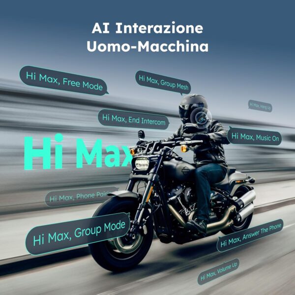 ASMAX Z1 Interfono Moto, Comunicazione Bluetooth con Controllo Vocale, Interfono Mesh per 10 Piloti, Ricarica Rapida in 42 min/Universale/Cancellazione del Rumore/IP67 Impermeabile - immagine 4