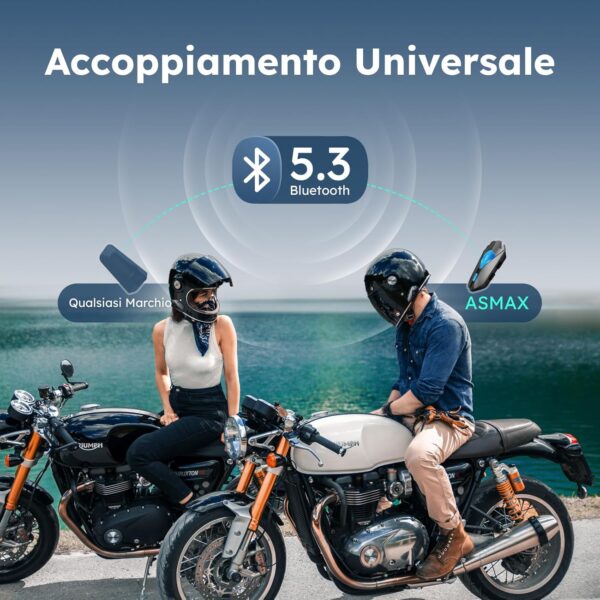 ASMAX Z1 Interfono Moto, Comunicazione Bluetooth con Controllo Vocale, Interfono Mesh per 10 Piloti, Ricarica Rapida in 42 min/Universale/Cancellazione del Rumore/IP67 Impermeabile - immagine 5