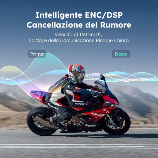 ASMAX Z1 Interfono Moto, Comunicazione Bluetooth con Controllo Vocale, Interfono Mesh per 10 Piloti, Ricarica Rapida in 42 min/Universale/Cancellazione del Rumore/IP67 Impermeabile - immagine 7