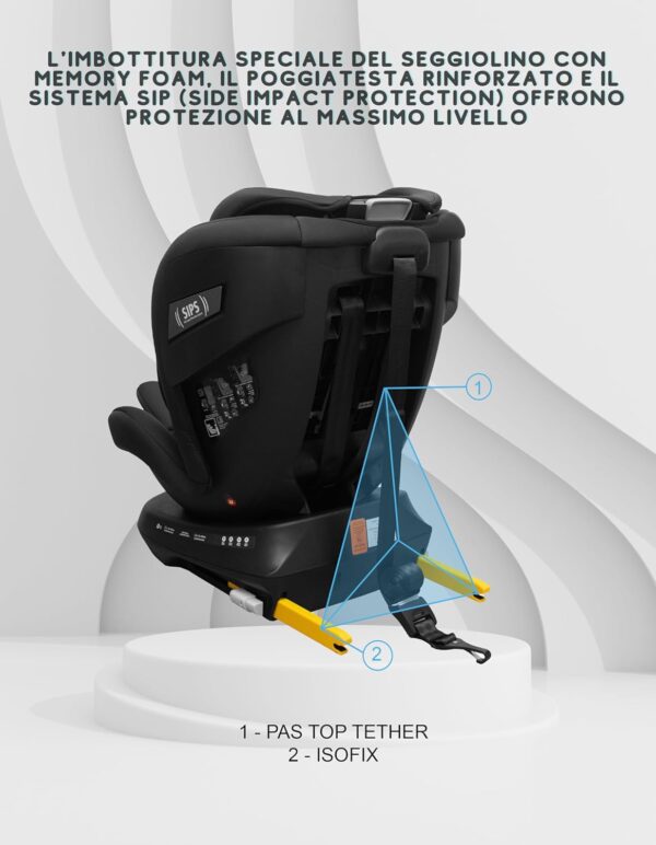 KidsZone Seggiolino Auto 0-36 kg Isofix i-Size, 40-150 cm - Seggiolino Auto Girevole 360 per Bambini Gruppo 0/1/2/3 - Top Tether, Reclinabile 5 posizioni, Regolabile in Altezza - immagine 4