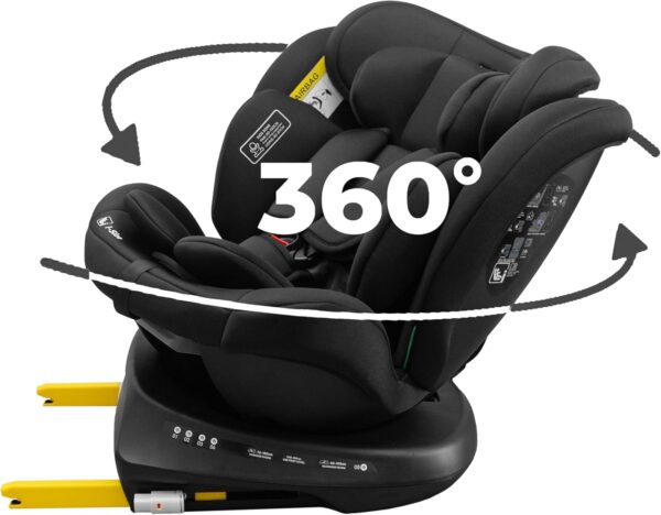 KidsZone Seggiolino Auto 0-36 kg Isofix i-Size, 40-150 cm - Seggiolino Auto Girevole 360 per Bambini Gruppo 0/1/2/3 - Top Tether, Reclinabile 5 posizioni, Regolabile in Altezza