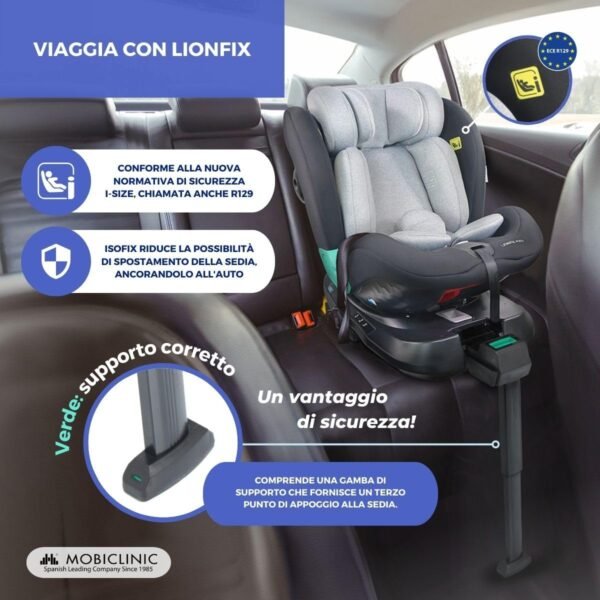 Mobiclinic® kids, Seggiolino auto, 360°, I-size, Isofix, Gruppo 0/1/2/3, Evolutivo, Da 0 a 12 anni, Cintura 5 punti, Poggiagambe di sicurezza, Regolabile, Reclinabile in 3 posizioni - immagine 3
