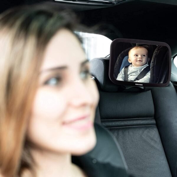 Specchio per auto per bambini per sedile posteriore - Specchio per seggiolino auto più sicuro con vista cristallina, infrangibile nero - immagine 7
