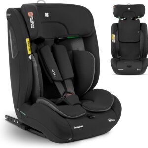 KikkaBoo i-Size i-FLIT, Seggiolino Auto 9-36 kg ISOFIX – Gruppo 1/2/3, Reclinabile, da 15 mesi a 12 anni, Protezione SPS, Top Tether, Poggiatesta Regolabile, Nero