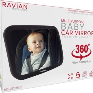 Specchio per auto per bambini per sedile posteriore - Specchio per seggiolino auto più sicuro con vista cristallina, infrangibile nero