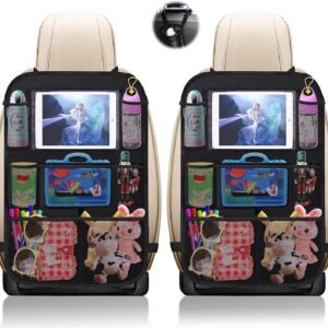 UIHOL Organizer Sedile Auto Bambini, 2 Pcs Protezione Proteggi Sedile Posteriore con Multi-Tasca Portaoggetti (9 Pocket), Impermeabile Organizzatore Auto con Supporto Trasparente per 10” ipad Tablet