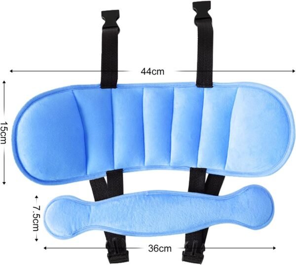 1 poggiatesta per bambino, cintura di aiuto per dormire, poggiatesta regolabile per seggiolino di sicurezza per bambini, cuscino di sicurezza morbido e confortevole per bambino adulto blu - immagine 2