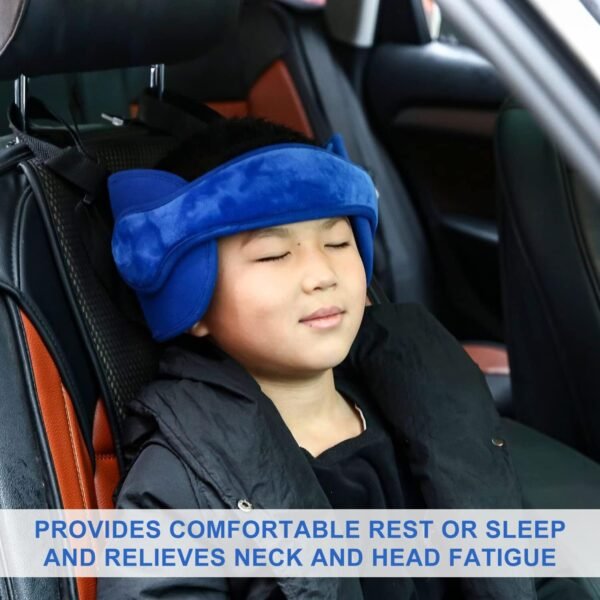 1 poggiatesta per bambino, cintura di aiuto per dormire, poggiatesta regolabile per seggiolino di sicurezza per bambini, cuscino di sicurezza morbido e confortevole per bambino adulto blu - immagine 5