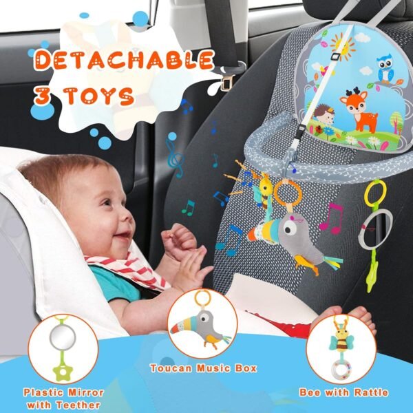 Aceshop Giocattoli del Seggiolino Auto per Bambini Piccoli Neonati, con Specchio, Doppia Faccia Regolabile Centro Gioco Musicale - immagine 4