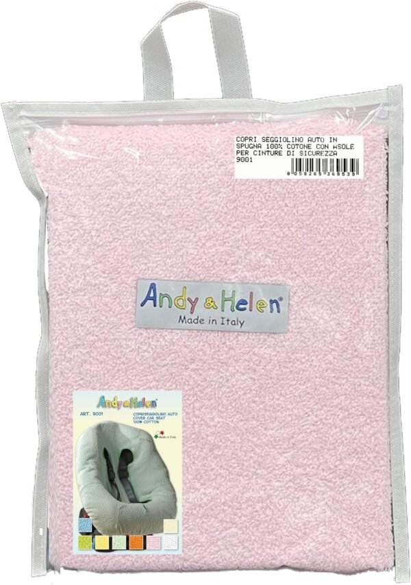 Andy & Helen 9001MAXI Copri Seggiolone Auto Spugna Maxi di Cotone 100% Copriseduta Universale, Antiallergico per Bambino e Neonato - Made in Italy (Rosa) - immagine 5
