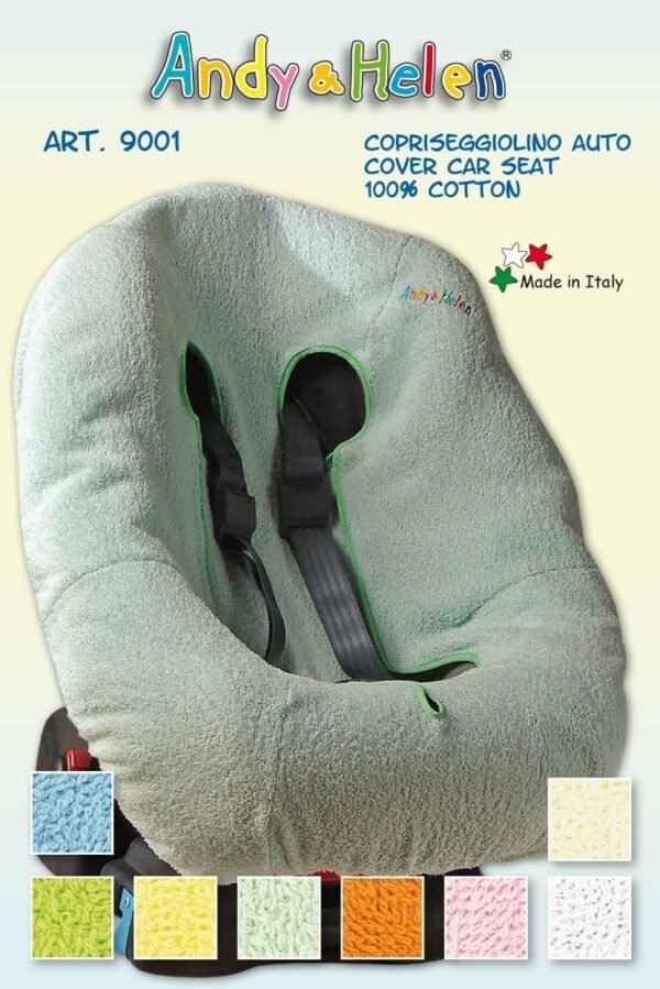 Andy & Helen 9001MAXI Copri Seggiolone Auto Spugna Maxi di Cotone 100% Copriseduta Universale, Antiallergico per Bambino e Neonato - Made in Italy (Rosa) - immagine 6