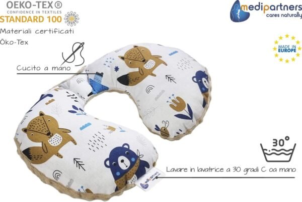 Medi Partners Cuscini da Viaggio Bambini Cuscino per Collo Seggiolino Auto - 100% Cotone Minky Bambino Poggiatesta Cervicale Testa Neonato Aereo Pillow (Boho con Minky beige) - immagine 4