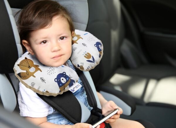 Medi Partners Cuscini da Viaggio Bambini Cuscino per Collo Seggiolino Auto - 100% Cotone Minky Bambino Poggiatesta Cervicale Testa Neonato Aereo Pillow (Boho con Minky beige) - immagine 5