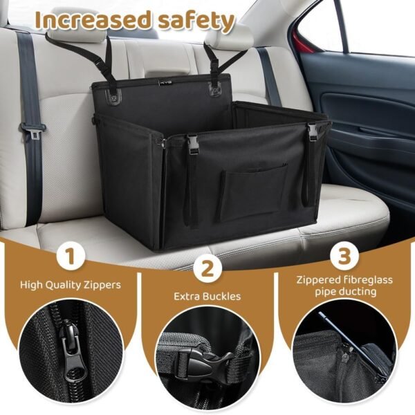 KYG Seggiolino auto per cani, extra stabile, impermeabile, antiscivolo, resistente ai graffi, con 4 cinghie di fissaggio per il sedile posteriore, sedile per cani rinforzato (58 x 55 x 36 cm) - immagine 6