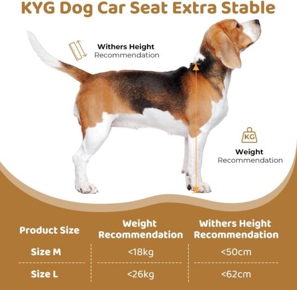 KYG Seggiolino auto per cani, extra stabile, impermeabile, antiscivolo, resistente ai graffi, con 4 cinghie di fissaggio per il sedile posteriore, sedile per cani rinforzato (58 x 55 x 36 cm) - immagine 8