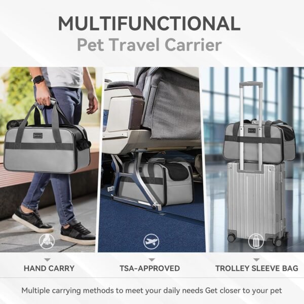 Petsfit Seggiolino Cane Auto, Seggiolino Auto per Cani Multifunzionale per Consolle Centrale, Borsa da volo per Cani di Piccola taglia e gatti, Trasporto sicuro in auto, aereo e treno(Fino 5kg) - immagine 3
