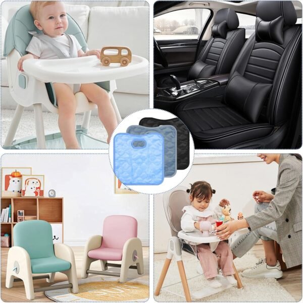 3 protezioni per sedili auto per bambini, impermeabili, protezione universale per seggiolino auto per bambini (grigio, nero, blu) - immagine 7