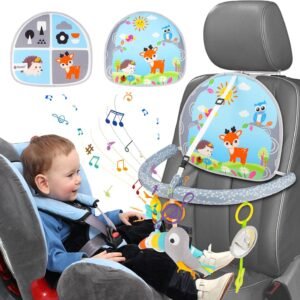 Aceshop Giocattoli del Seggiolino Auto per Bambini Piccoli Neonati, con Specchio, Doppia Faccia Regolabile Centro Gioco Musicale