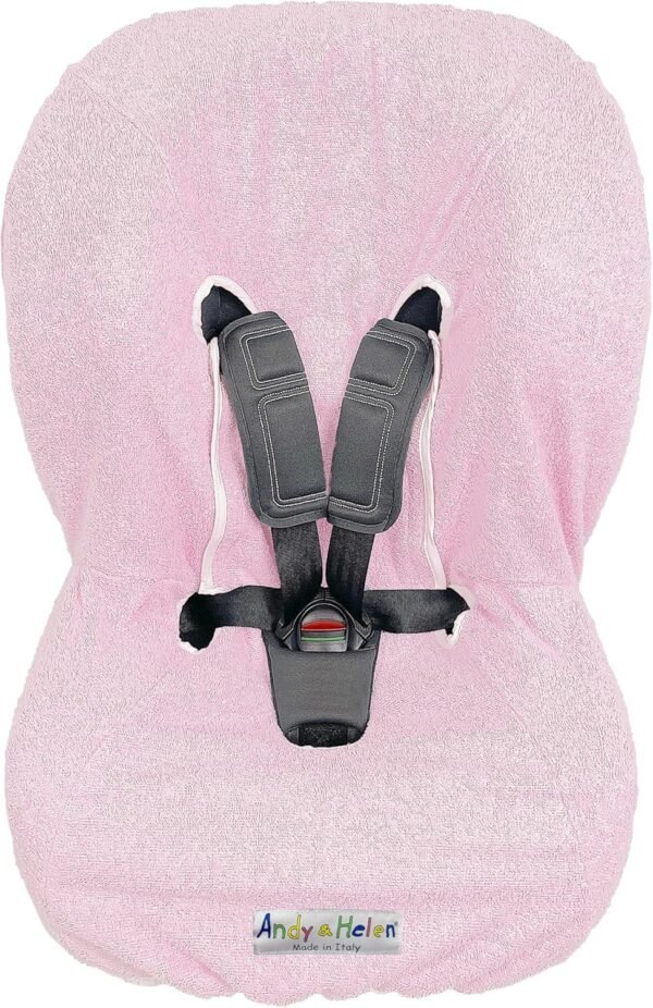 Andy & Helen 9001MAXI Copri Seggiolone Auto Spugna Maxi di Cotone 100% Copriseduta Universale, Antiallergico per Bambino e Neonato - Made in Italy (Rosa)