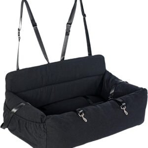 JISADER Seggiolino Auto per Cani, Cuccia Cane Comodo, Divano Imbottito Rimovibile, Lettino per Cani per la Maggior Parte delle Automobili, Camion, SUV, Nero