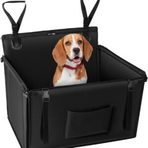 KYG Seggiolino auto per cani, extra stabile, impermeabile, antiscivolo, resistente ai graffi, con 4 cinghie di fissaggio per il sedile posteriore, sedile per cani rinforzato (58 x 55 x 36 cm)