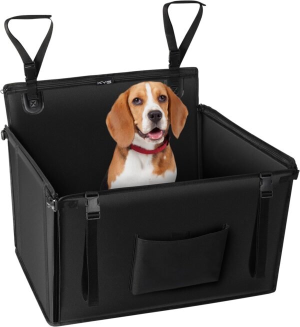 KYG Seggiolino auto per cani, extra stabile, impermeabile, antiscivolo, resistente ai graffi, con 4 cinghie di fissaggio per il sedile posteriore, sedile per cani rinforzato (58 x 55 x 36 cm)