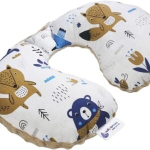 Medi Partners Cuscini da Viaggio Bambini Cuscino per Collo Seggiolino Auto - 100% Cotone Minky Bambino Poggiatesta Cervicale Testa Neonato Aereo Pillow (Boho con Minky beige)