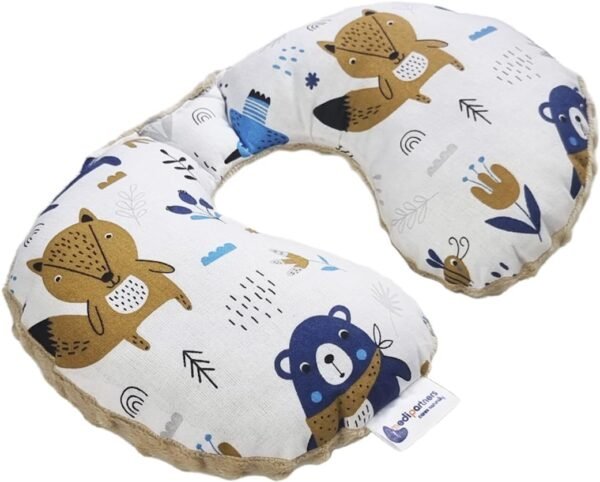 Medi Partners Cuscini da Viaggio Bambini Cuscino per Collo Seggiolino Auto - 100% Cotone Minky Bambino Poggiatesta Cervicale Testa Neonato Aereo Pillow (Boho con Minky beige)