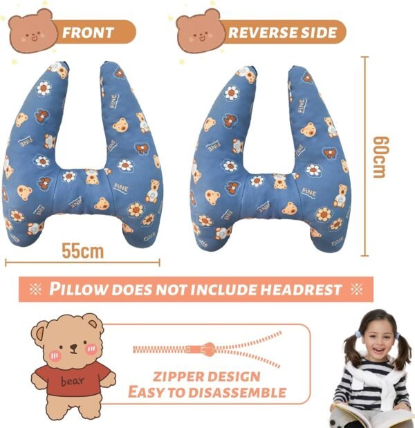 OHAANYY Cuscino Auto Bambini, Cuscino Di Viaggio Per Bambini, Cuscino Per Auto Bambini, Cuscini Viaggio Bambini, Cuscino Aereo Bambini, Cuscino Rimovibile A Forma Di H, Cuscino Dormire Auto Bambini - immagine 2