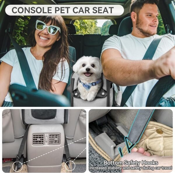 Petsfit Seggiolino Cane Auto, Seggiolino Auto per Cani Multifunzionale per Consolle Centrale, Borsa da volo per Cani di Piccola taglia e gatti, Trasporto sicuro in auto, aereo e treno(Fino 5kg) - immagine 2